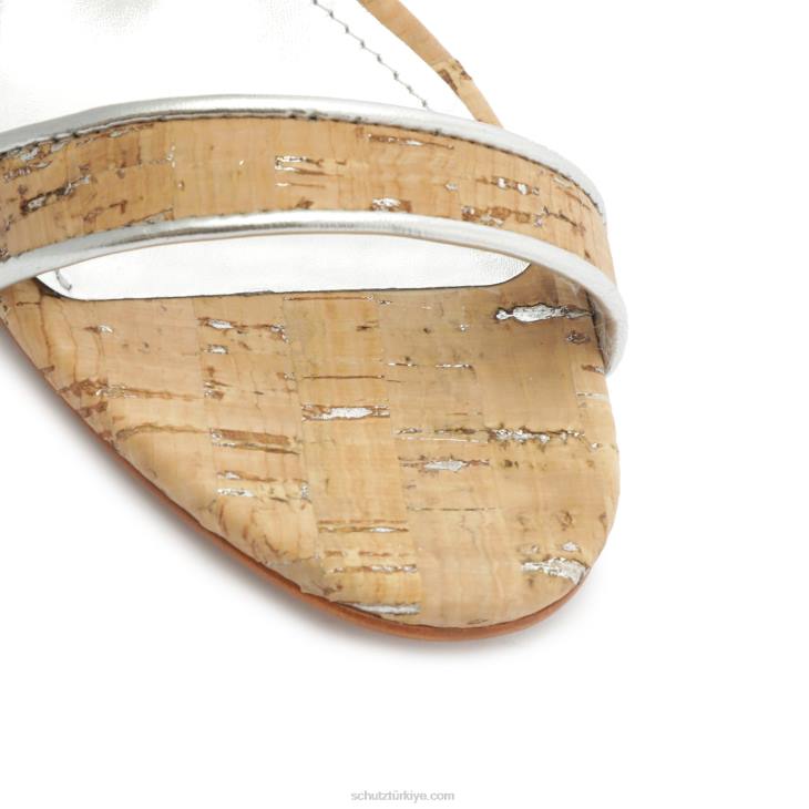 Schutz N42F50cadey lee blok gündelik deri sandalet gümüş