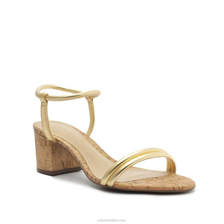 Schutz N42F55gimenez orta streç ot sandalet altın