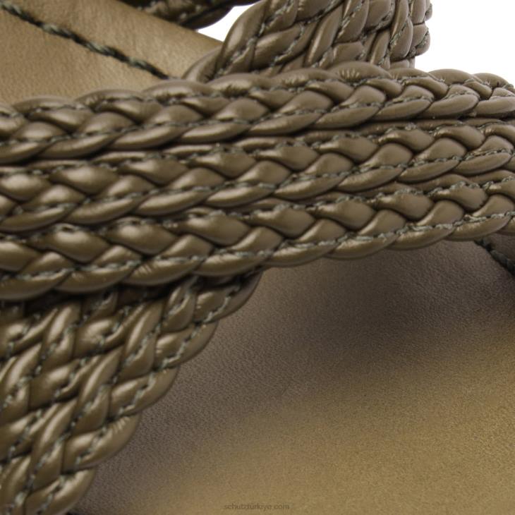 Schutz N42F56karima blok atanado deri sandalet askeri yeşil