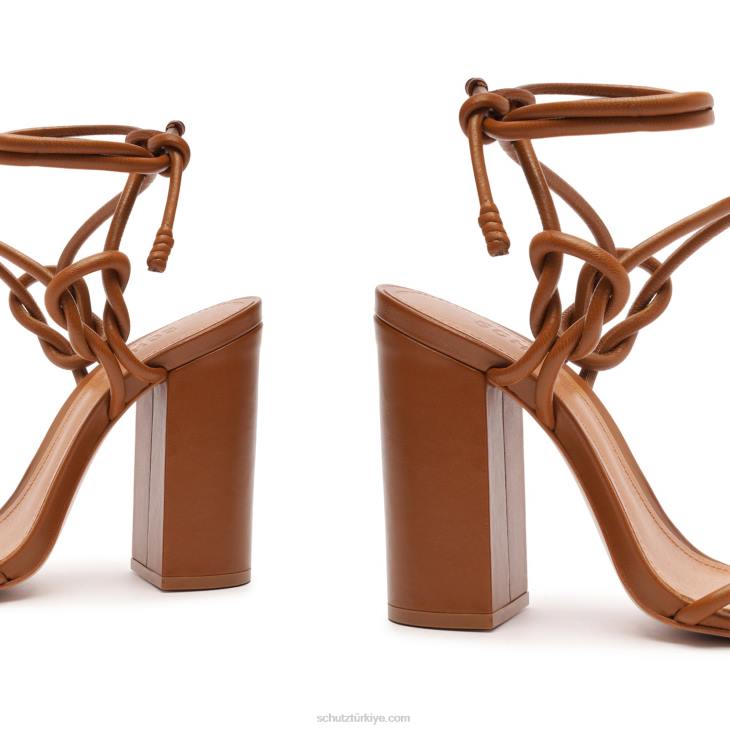 Schutz N42F57nicky blok napa deri sandalet yeni ahşap