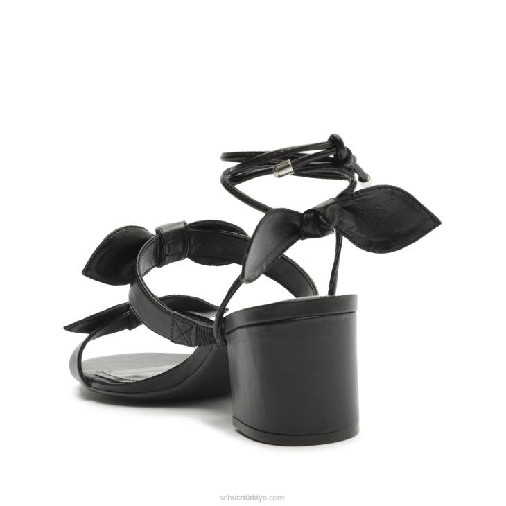 Schutz N42F61alia orta blok napa deri sandalet siyah