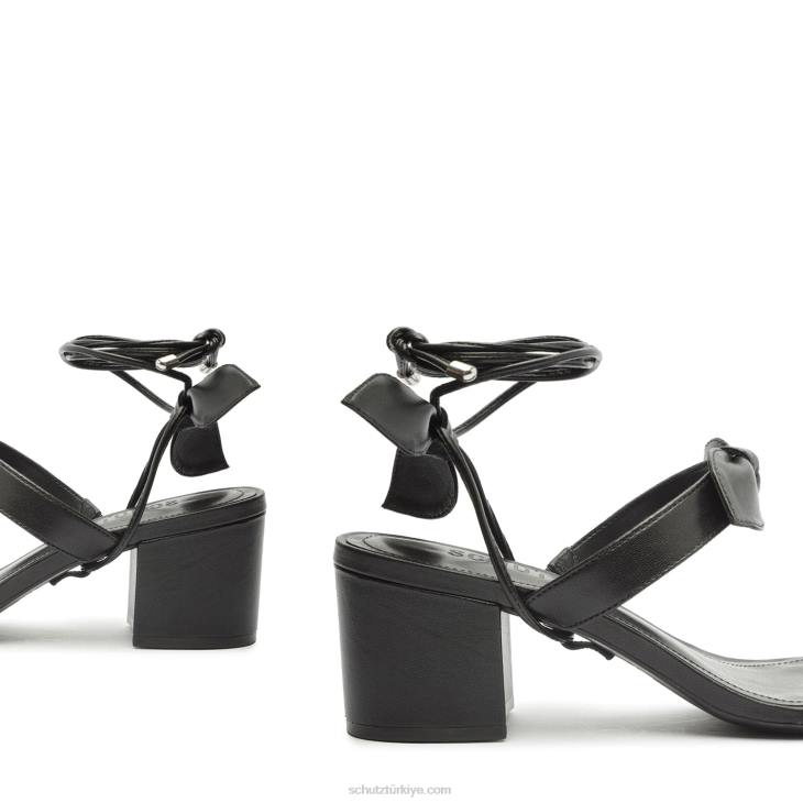 Schutz N42F61alia orta blok napa deri sandalet siyah