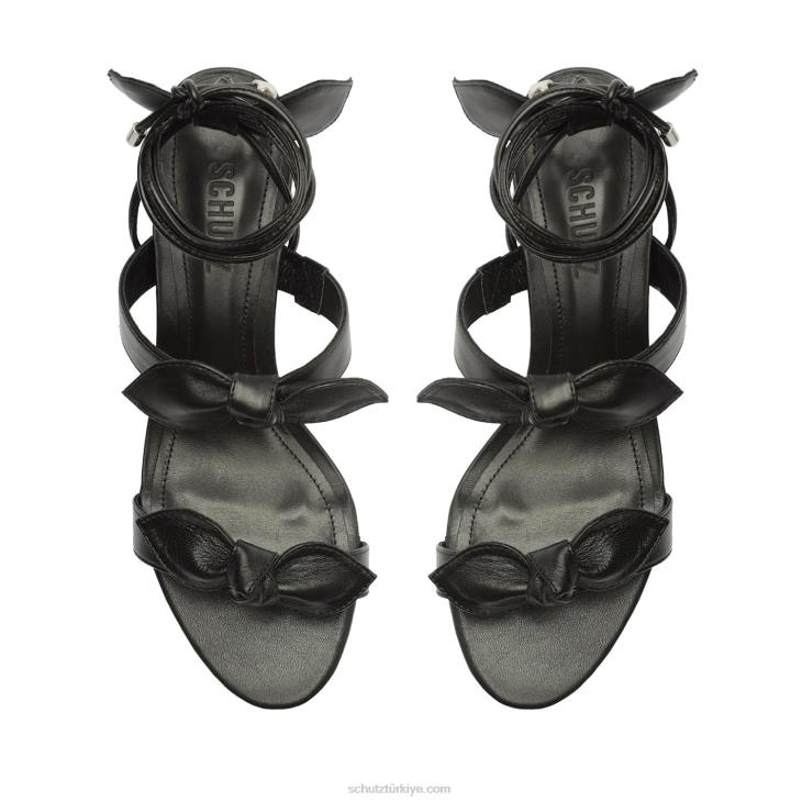 Schutz N42F61alia orta blok napa deri sandalet siyah