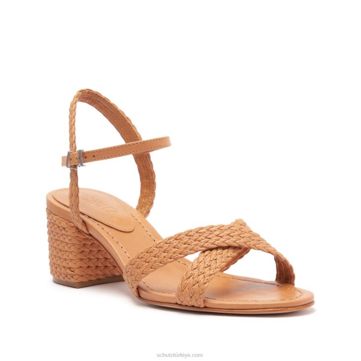Schutz N42F62karima blok atanado deri sandalet bal şeftali