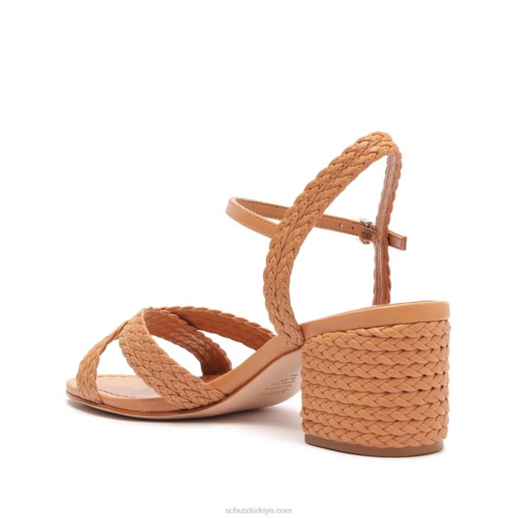 Schutz N42F62karima blok atanado deri sandalet bal şeftali