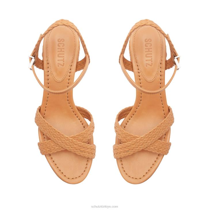 Schutz N42F62karima blok atanado deri sandalet bal şeftali