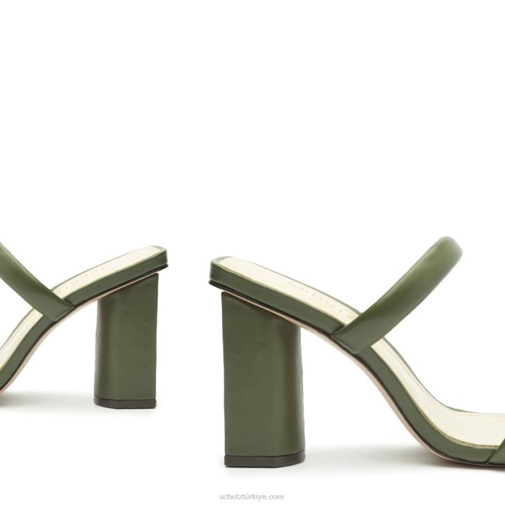 Schutz N42F64ully nappa deri sandalet askeri yeşil