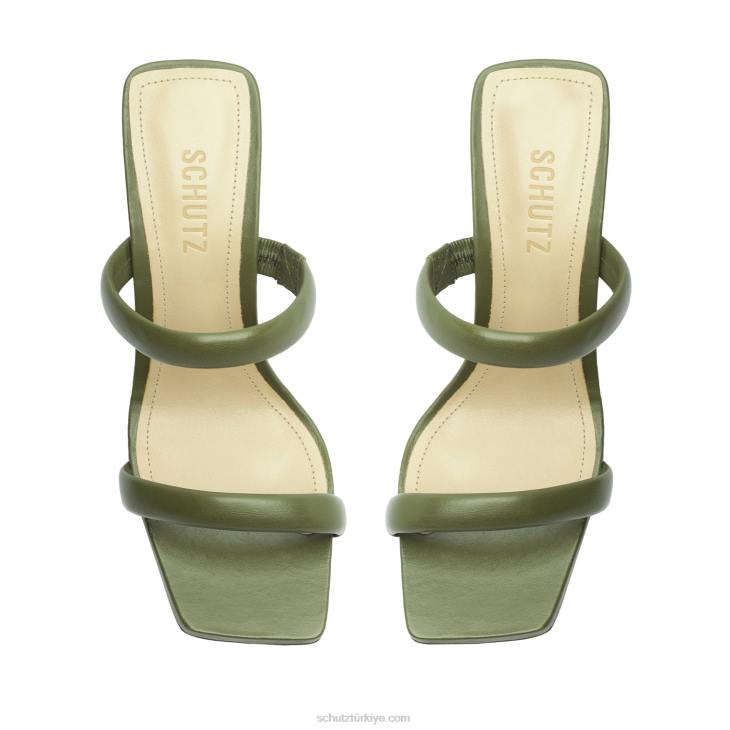 Schutz N42F64ully nappa deri sandalet askeri yeşil
