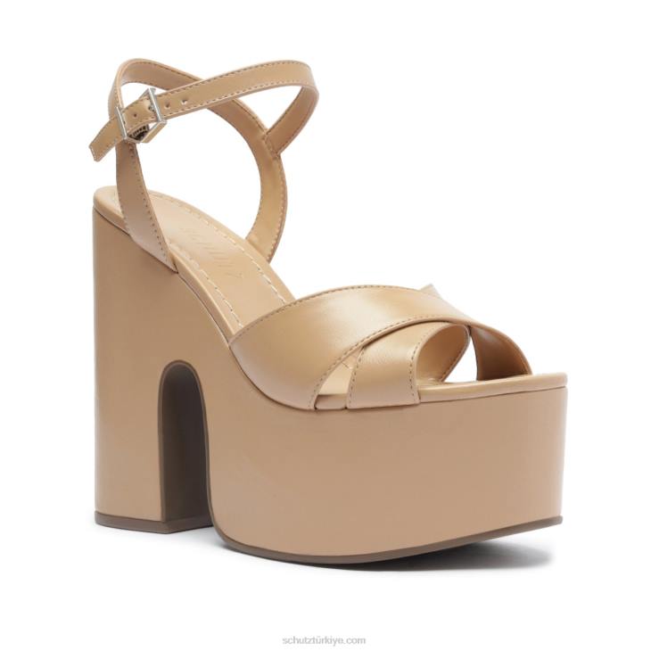 Schutz N42F69keefa kesme nappa deri sandalet gerçek bej