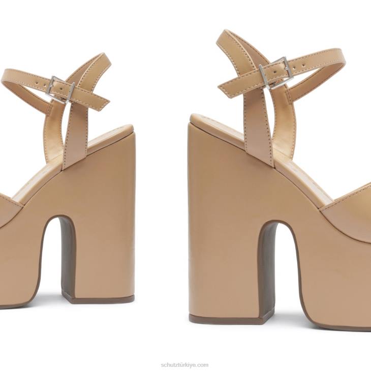 Schutz N42F69keefa kesme nappa deri sandalet gerçek bej