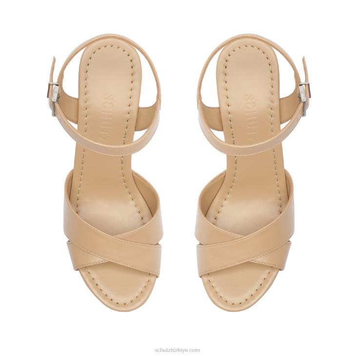 Schutz N42F69keefa kesme nappa deri sandalet gerçek bej