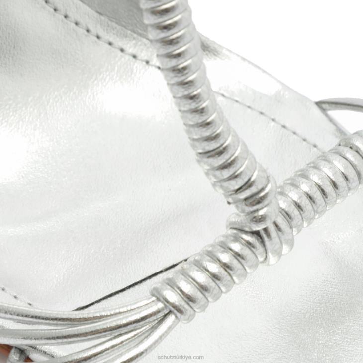 Schutz N42F75amunet blok metalik deri sandalet gümüş