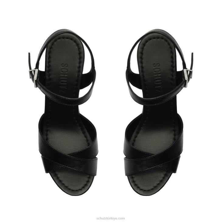Schutz N42F77keefa kesme nappa deri sandalet siyah