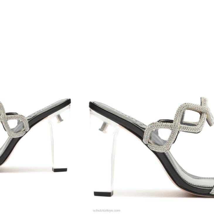 Schutz N42F7arabella glam vinil sandalet kristal siyah