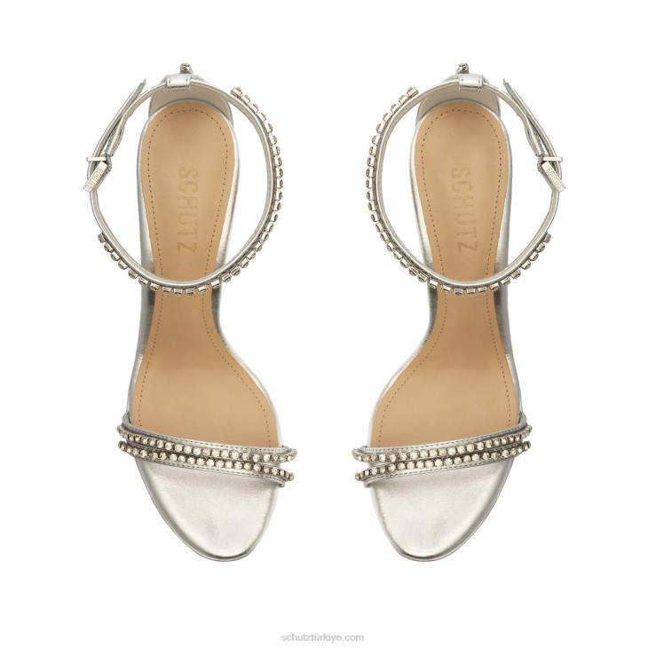 Schutz N42F95fabienne platform metalik deri sandalet gümüş