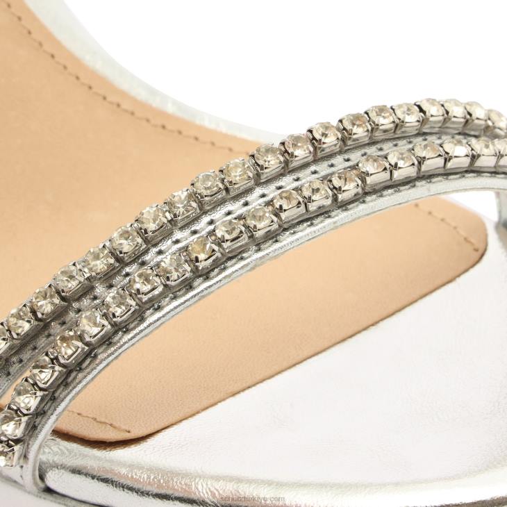 Schutz N42F95fabienne platform metalik deri sandalet gümüş
