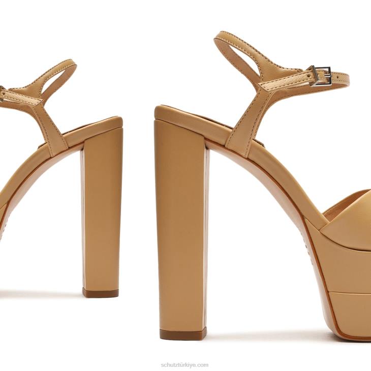 Schutz N42F97keefa yüksek nappa deri sandalet açık bej