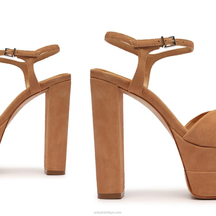 Schutz N42F98keefa yüksek süet sandalet bal beji