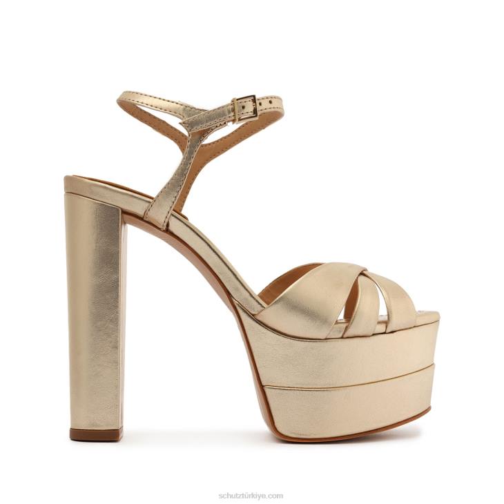 Schutz N42F99keefa yüksek metalik deri sandalet altın