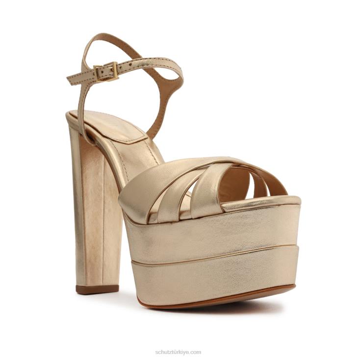Schutz N42F99keefa yüksek metalik deri sandalet altın