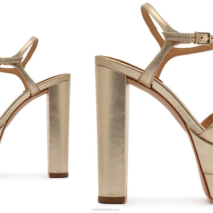 Schutz N42F99keefa yüksek metalik deri sandalet altın