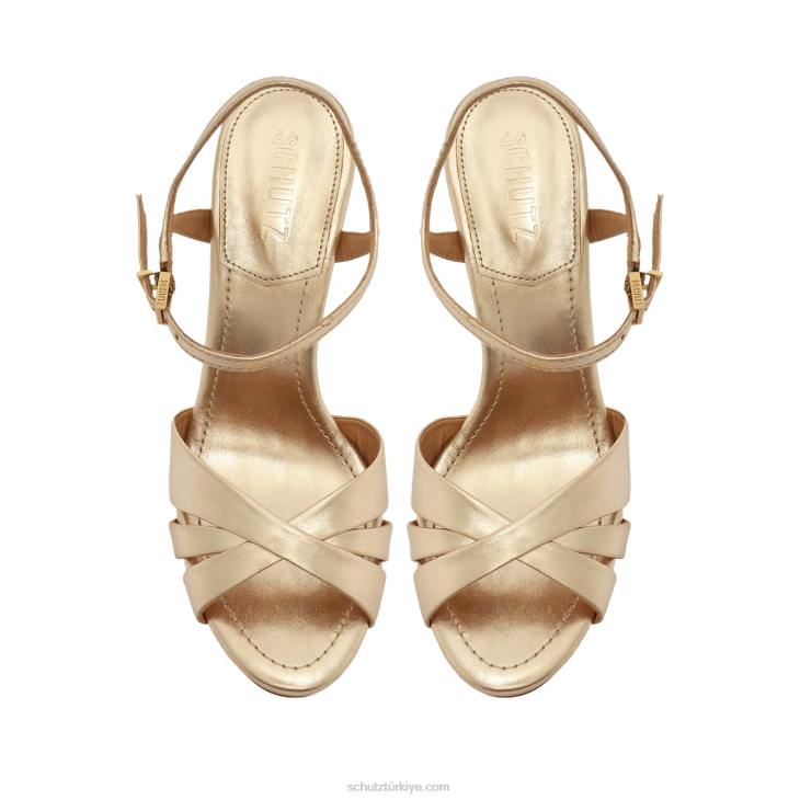 Schutz N42F99keefa yüksek metalik deri sandalet altın